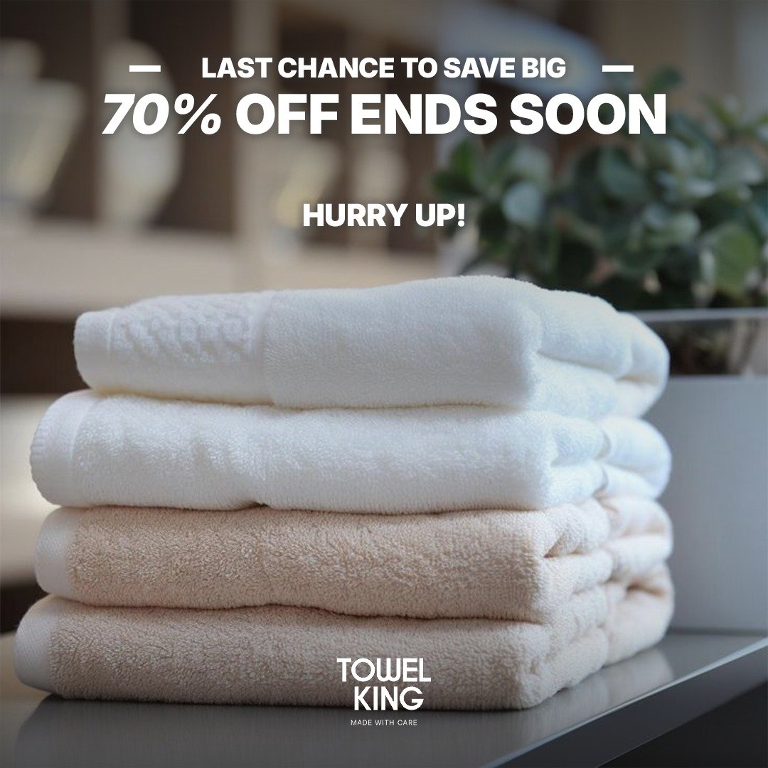Don’t let comfort slip away. Our August sale is about to end and with it, the chance to save up to 70%!
Stock up now. Make every bath, every dry-off, every moment, a little softer.
Because soft never goes out of style.
#TowelKing #FinalCall #AugustSale #LastChanceDeal #70OffEnding #HurryNow #SoftnessRush #EverydayLuxury #ComfortCountdown